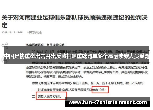 中国足协重拳出击开出反赌扫黑重磅罚单多个高层涉案人员受罚